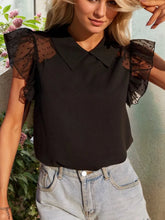 Collared Neck Cap Sleeve Top Black OutfitFlow